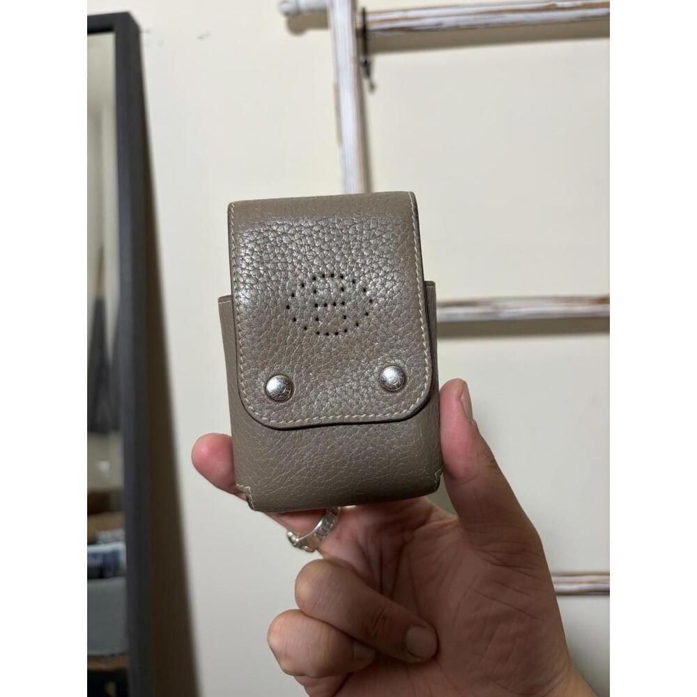Hermes Gray Pebbled Leather Cigarette Case Holder